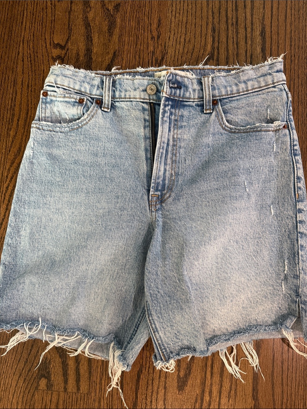 A & F high rise Blue Denim Cutoff Shorts